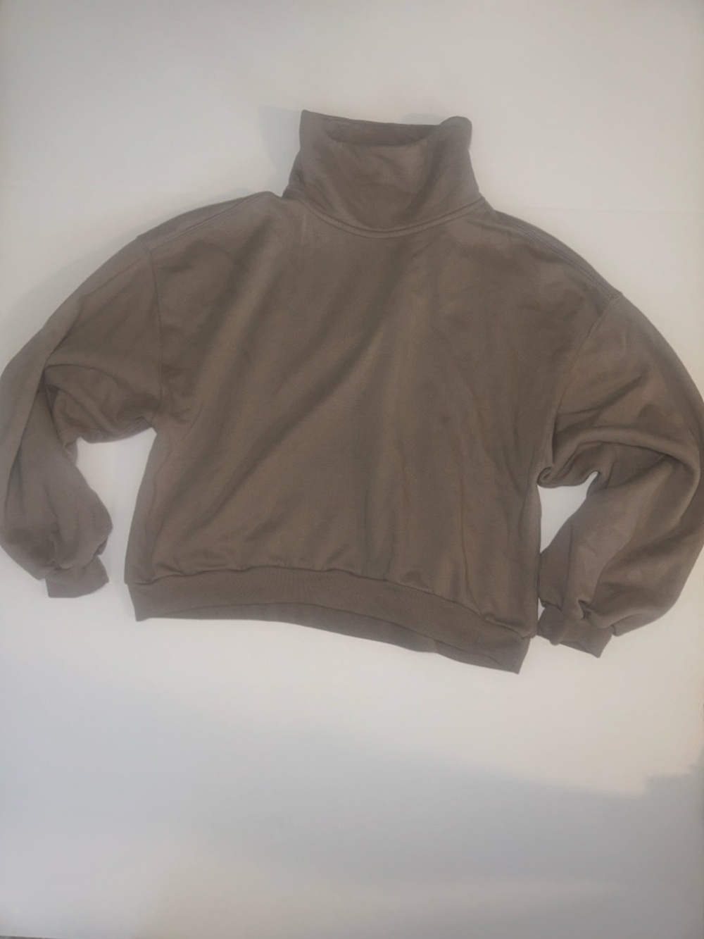 Abercrombie & Fitch Cropped Turtleneck Sweater in Taupe